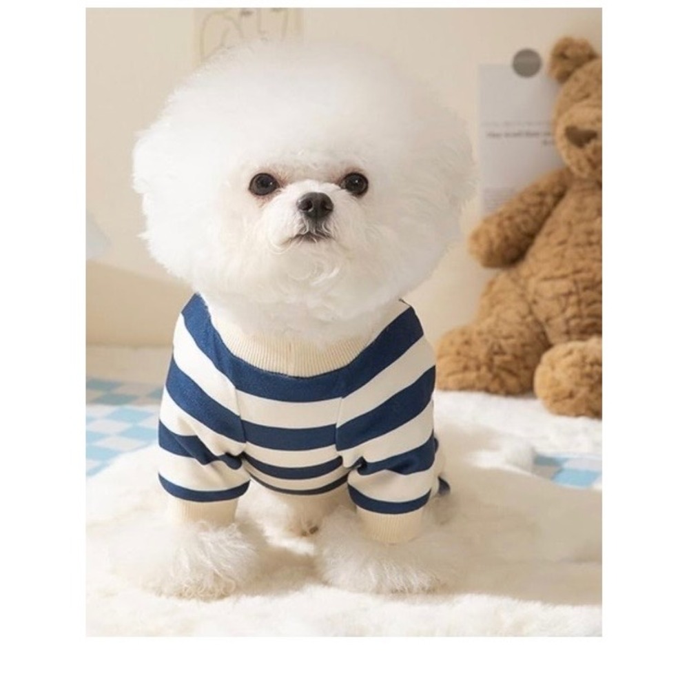 Cozy Pet Pajamas Small Blue White Striped Teddy Bear PJs Excellent Dogs/Cats